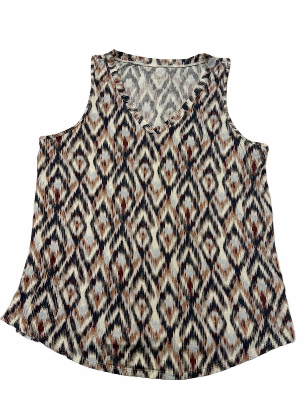 Maurice’s 24/7 Sleeveless V-Neck Printed Tank Top Cream Brown Black Plus Size 1X